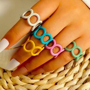 5pcs simple solid ring